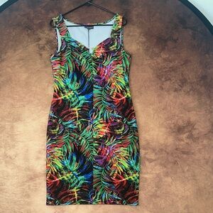 BOLD elements Cut to Curve Tropical Multicolor Mini Dress
